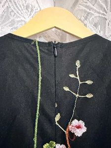 Shein Chic Embroidered Black Mesh Dress