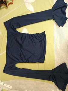 Off-Shoulder Ruched Bell Sleeve Bodysuit