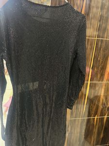 Sparkly Black Cut-Out Mini Dress