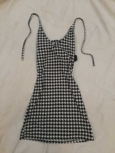 Houndstooth Halter Mini Dress