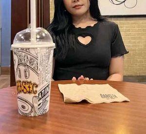 Cute Black Heart Cutout Top