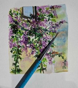 Watercolor Painting - Lilac Blossoms