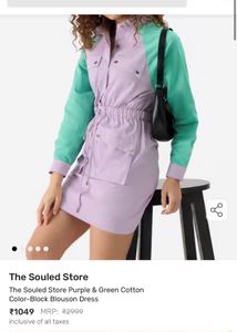 Color Block Drawstring Utility Dress
