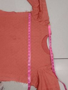 semistich Peach Cotton Kurta