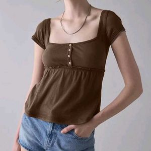 BDG thrifted Brown Babydoll Top