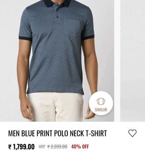 (Vanheusen)Men's Blue Printed Polo T-Shirt