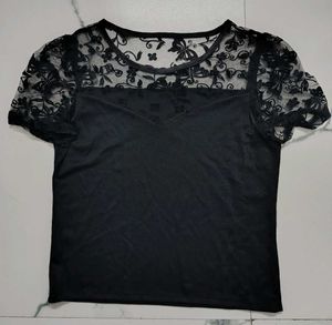 Elegant Black Lace Detail Top