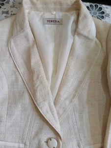Teresia Textured Ivory Tweed Blazer