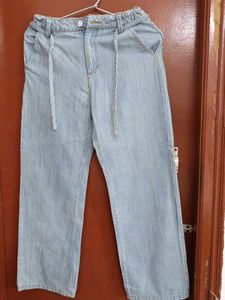 Striped Wide-Leg Jeans