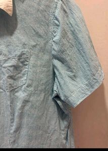Striped Button-Up Short Sleeve Shirt