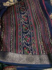 Navy Blue Saree with Floral Print