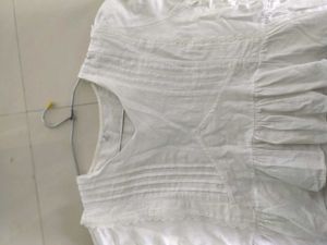White Cotton Peplum Top - Size M Bust 34-36