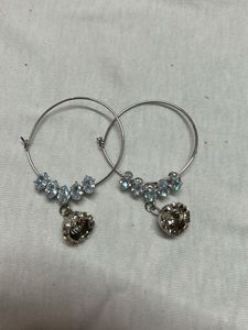 Sparkling Hoop Earrings with Charm