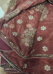 Elegant Brown Embroidered Saree