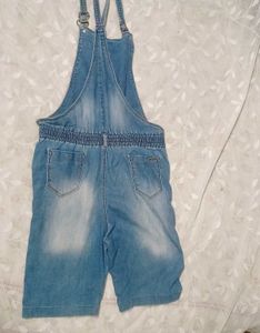 Distressed Denim Short Overalls ( L)