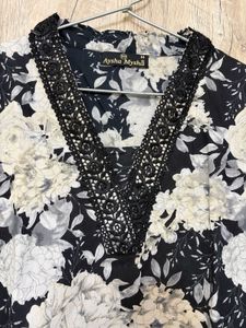 Stylish Floral lace work suit set with dupatta