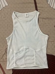 White Ribbed Tank Top