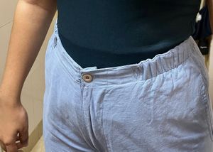 Light Blue Linen Blend Pants