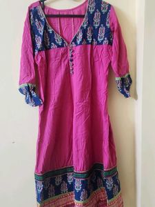 Pink & Blue Printed Kurti