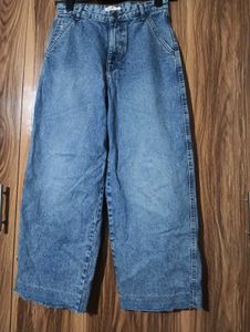 Wide Leg Blue Denim Jeans