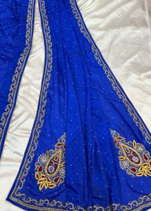 Royal Blue Embroidered Saree