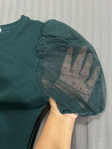 Green Puff Sleeve Top