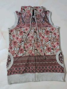 Sleeveless Floral Hoodie