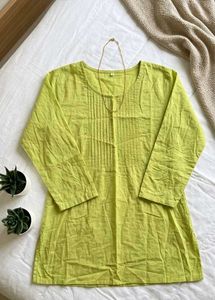 Lime Green Pleated Kurta