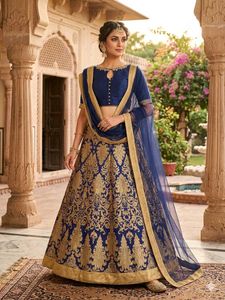 Royal Blue & Gold Lehenga Choli