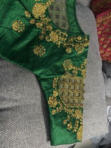 Elegant Emerald Green Embroidered Blouse