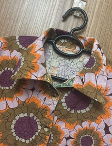 Retro Floral Print Button-Up Shirt