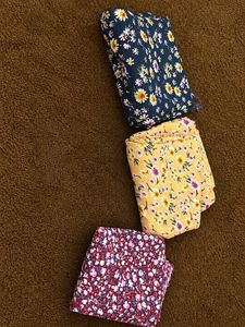 Floral Print Dress Material - Set of3