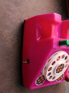 Vintage Pink Toy Rotary Phone