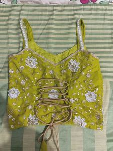 shimmer Lehenga Choli light lemon green colour Set