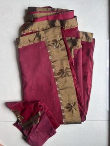 Maroon Saree with Golden Border