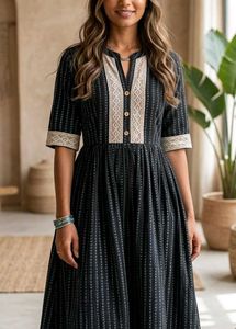 Black umbrella cut kurta
