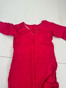 Vibrant Red Embroidered kurta