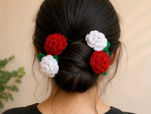 Crocheted Flower Hair Clips (Set of 4)
