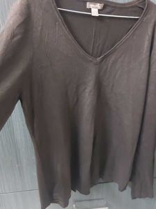 Elegant Brown V-Neck Long Sleeve Top