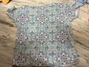 Boho Tile Print Cold Shoulder Top