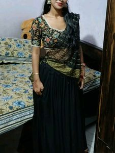 Hand-Stitched Black Chaniya Choli with Dupatta | F