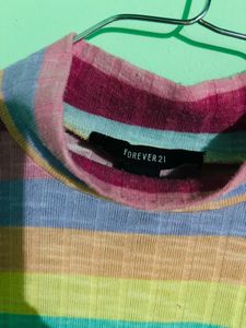 Vibrant Striped Mock Neck Top