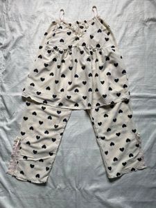 Cute Heart Print Pajama Set
