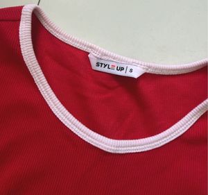 Cute Red “stress less” top
