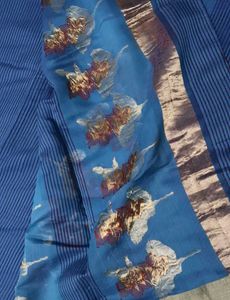 Blue Zari work Silk Saree with Blouse