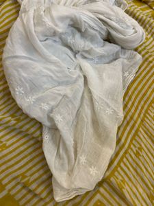 White Embroidered Dupatta hakoba