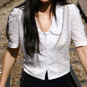 Chic White Broderie Anglaise Top