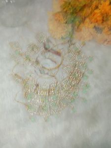 mirror plus minakari Giri mint color necklace desi
