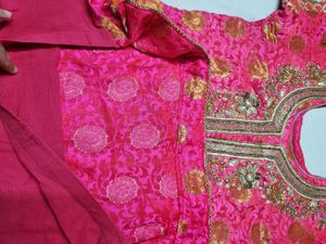 Elegant Pink Embroidered Kurti Top With dupa