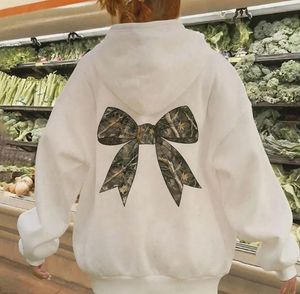 White Hoodie with Camo Bow Graphic